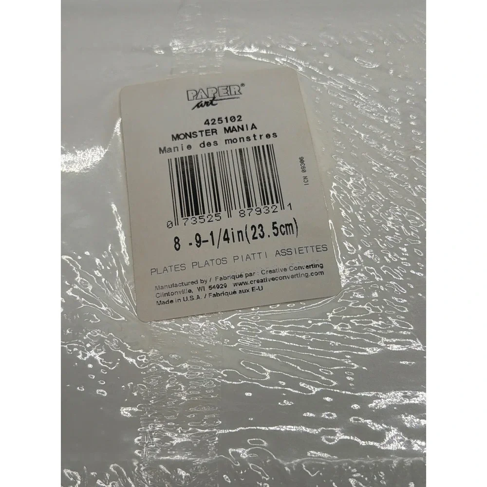 Paper Art Monster Mania 9.25 Inch Square Paper Party Plates‎ 8 Count 425102 NEW